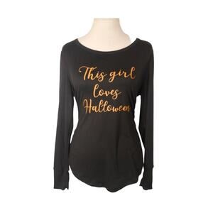 NWT Spooky Nights Top L Women Black “This Girl Love’s Halloween” Long Sleeve